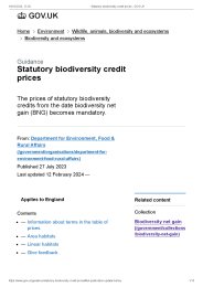 Statutory biodiversity credit prices