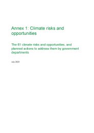 Annex 1: climate risks and opportunities. The 61 climate risks and opportunities, and planned actions to address them by government departments (Includes correction slip issued February 2024)