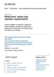 Reservoirs: owner and operator requirements