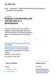 Register a biodiversity site and allocate to a development