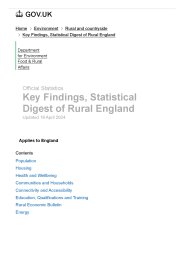 Key findings, statistical digest of rural England