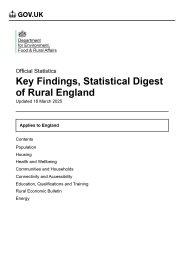 Key findings, statistical digest of rural England