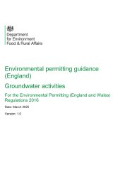 Environmental permitting guidance (England). Groundwater activities. For the Environmental Permitting (England and Wales) Regulations 2016