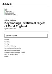Key findings, statistical digest of rural England