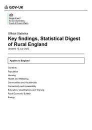 Key findings, statistical digest of rural England