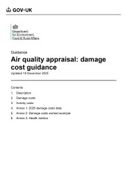 Air quality appraisal: damage cost guidance