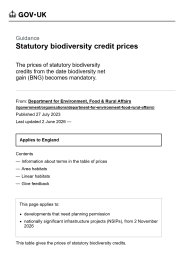 Statutory biodiversity credit prices