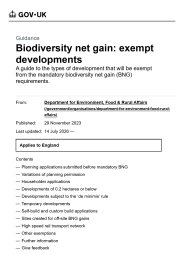 Biodiversity net gain: exempt developments
