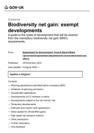 Biodiversity net gain: exempt developments