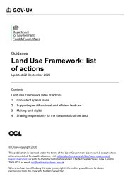 Land use framework: list of actions