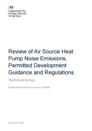 Review of air source heat pump noise emissions, permitted development guidance and regulations. Technical annex