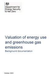 Valuation of energy use and greenhouse gas emissions. Background documentation