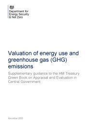 Valuation of energy use and greenhouse gas (GHG) emissions. Supplementary guidance to the HM Treasury Green Book on appraisal and evaluation in central government