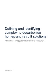 Defining and identifying complex-to-decarbonise homes and retrofit solutions. Annex D - suggestions from the research