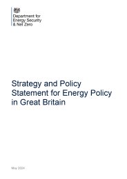 Strategy and policy statement for energy policy in Great Britain