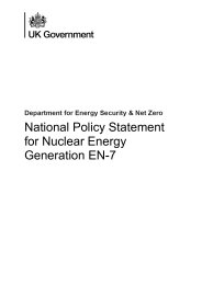 National policy statement for nuclear energy generation (EN-7)
