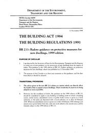 Building Act 1984. The Building Regulations 1991. BR211: radon guidance on protective measures for new dwellings, 1999 edition