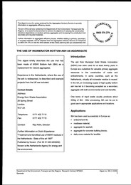 Use of incinerator bottom ash as an aggregate