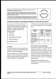 Potential sources of secondary aggregate in England and Wales