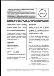 Increased efficiency in the use of primary aggregates through improvements in mineral extraction and processing operations