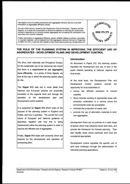 Role of the planning system in improving the efficient use of aggregates: development plans and development control