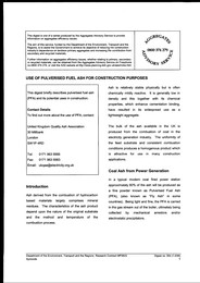 Use of pulverised fuel ash (PFA) for construction purposes