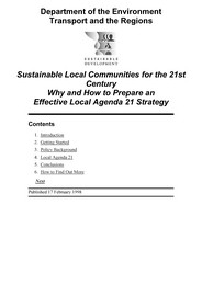 Sustainable local communities for the 21st century: why and how to prepare an effective Local Agenda 21 strategy