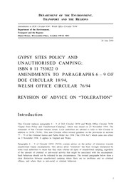 Gypsy sites policy and unauthorised camping: revision of advice on "toleration"