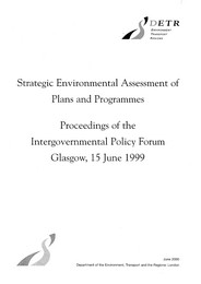 Strategic environmental assessment of plans and programmes