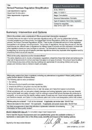 School premises regulation simplification - impact assessment