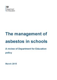Management of asbestos in schools: a review of Department for Education policy