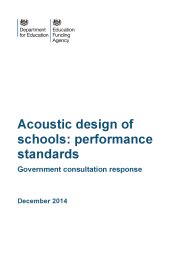 Acoustic design of schools: performance standards. Government consultation response. December 2014