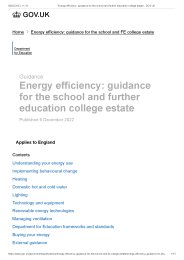 Guidance. Energy efficiency: guidance for the school and further education college estate
