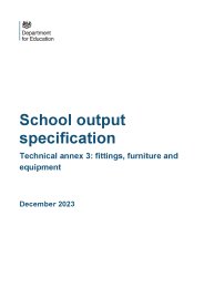 School output specification. Technical annex 3: fittings, furniture and equipment