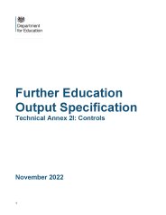 Further education output specification. Technical annex 2I: controls