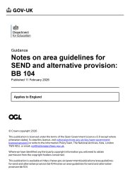 Notes on area guidelines for SEND and alternative provision: BB 104