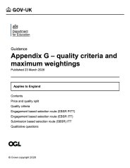 Appendix G – Quality criteria and maximum weightings