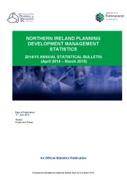 Northern Ireland planning development management statistics. 2014/15 annual statistical bulletin (April 2014 - March 2015)