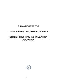 Private streets - developer's information pack: street lighting installation adoption