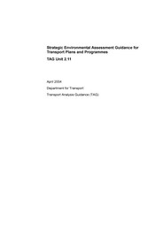 Strategic environmental assessment guidance for transport plans and programmes