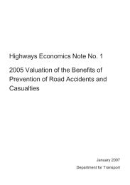 Highways economics note No.1: 2005 valuation of the benefits of prevention of road accidents and casualties