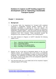 Guidance to regions on DFT funding support for development work on 'Delivering a sustainable transport system'