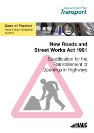 New roads and street works act 1991: Specification for the reinstatement of openings in highways: code of practice. 3rd edition (England)