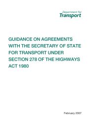 Guidance on agreements with the secretary of state for transport under section 278 of the highways act 1980