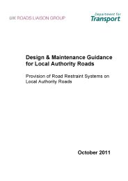 Design and maintenance guidance for Local Authority roads: provision of road restraint systems on Local Authority roads