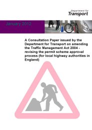 Consultation paper issued by the Department for Transport on amending the Traffic management act 2004 - revising the permit scheme approval process (for local highway authorities in England)