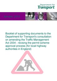 Booklet of supporting documents to the Department for Transport's consultation on amending the Traffic management act 2004 - revising the permit scheme approval process (for local highway authorities in England)