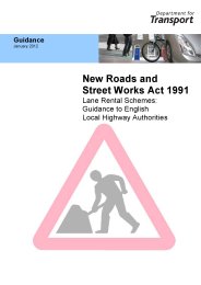 New roads and street works act 1991: Lane rental schemes: guidance to English local highway authorities