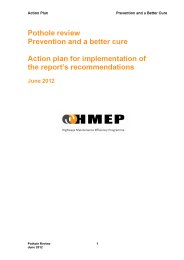 Prevention and a better cure: potholes review: action plan for implementation of the report's recommendations