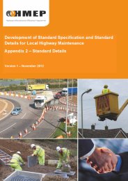 Development of Standard specification and standard details for local highway maintenance. Appendix 2 - Standard details. Version 1 - November 2012
